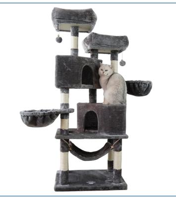 China High Quality Sustainable Stable Large Sisal Plush Cat Climbing Frame Safe Stable Wooden Cat Tree for sale