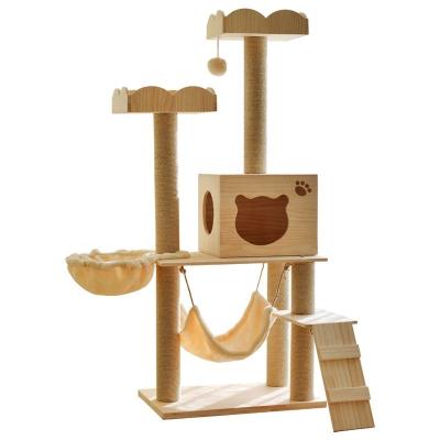 China Hot Sale Viable House Pet Housing Large Wooden Cat Tree Climbing Tower for sale