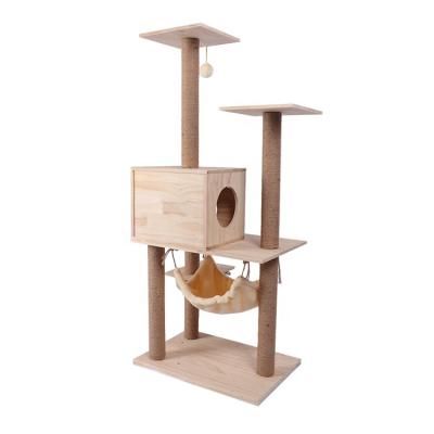 China Lap Viable Deluxe Adult Wooden Cat Tree Toy for sale