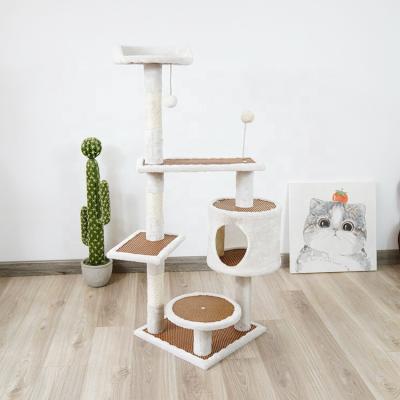 China Sustainable Luxury Cat Liner Tree Tower Design New Cat Treehouse for sale