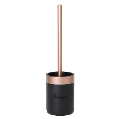 China Sustainable Bathroom Accessories Set Wholesale Manufacturers Black Poly Resin Toilet Brush Holder for sale