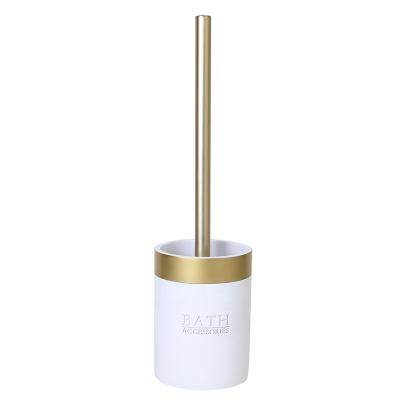 China Sustainable Bathroom Accessories Set Wholesale Manufacturers White Poly Resin Toilet Brush Holder for sale