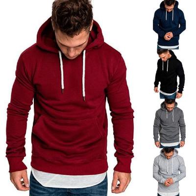 China 2021 New Anti-wrinkle men's pure color fitness outdoor sports slim Hoodie tops men's hooded pullover for sale