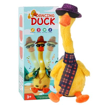 China New Duck Plush Toy Electric Singing Talking Dance Duck Luminous Recording Learning To Speak Musical Plush Toys Gifts for sale