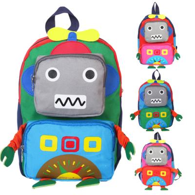 China Wholesale Oxford Cloth 4 Colors Cute Robot 1-5y Child Robot Pattern Backpack Baby School Bags for sale