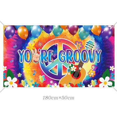 China Polyester Fabric Tie-Dye Party Background Cloth Layout Background Photo Backdrop For Happy Birthday Decoration for sale