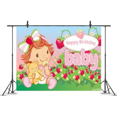 China Custom Polyester Fabric Logo Baby Party Photo Background Cloth Baby Shower Decoration Backdrop For Kids for sale