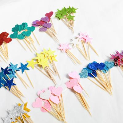 China Party Decoration 10 Pcs Cake Baking Accessories Decoration Pink Blue Love Star Happy Birthday Party Supplies Cake Toppers for sale