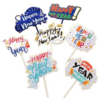 China 2022 New Year Cake Decor Happy New Year Party Cake Topper Acrylic for sale