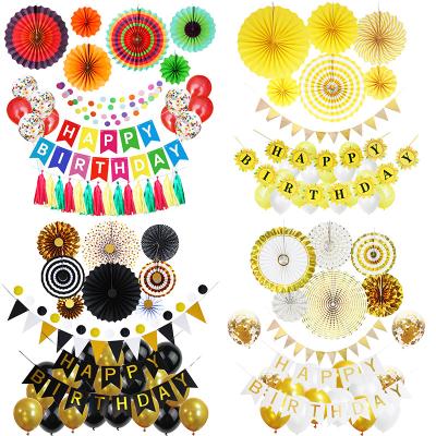 China Rainbow Color Disposable Eco-friendly Happy Birthday Banner Balloons Paper Balloons Garland For Fans Party Suppllies for sale