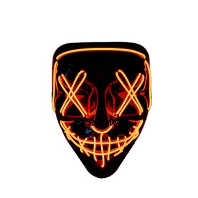 China Halloween Styles Hot Sale Halloween Mask HF Led Glowing Mask Black V Word With Blood Horror Face for sale