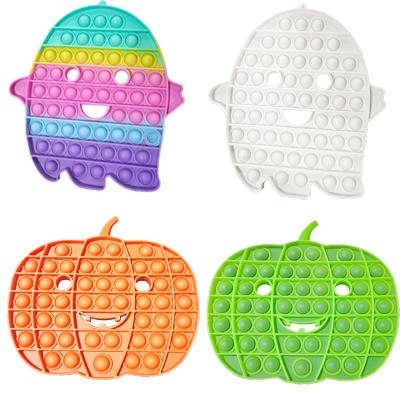 China New Silicone Halloween Decompression Ghost Pumpkin Fingertip Bubble Relaxer Squeeze Push Up Toy for sale