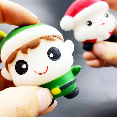 China New Santa Claus Soft Squeeze Christmas Decompression Silicone Weird Cute Finger Bubble Squishy Toys for sale