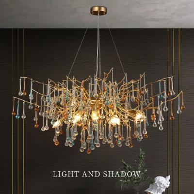 China Luxury Drop Crystal Lamp Glass Crystal Water Chandelier Modern Modern Decorative Chandelier Light for Living Room for sale