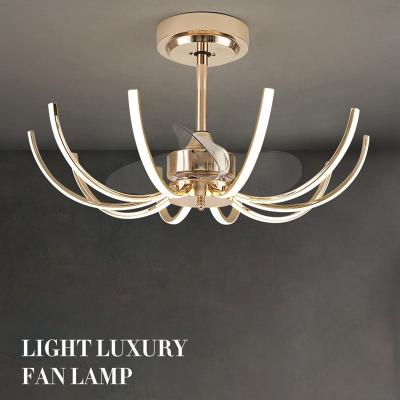 China Modern Modern Fan Chandelier Frequency Ceiling Fan With Led Light For Living Room Dining Room for sale