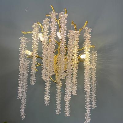 China Nordic Modern Creative Nordic Creative Main Bedside Background Living Room TV Wall Lamp Branch Style Willow Crystal Wall Light for sale