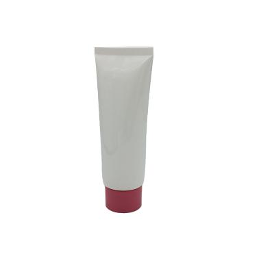 China Large Size Cosmetic Empty Plastic Soft White Color Cosmetic Tube Tube With Screw Cover Body Lotion Packaging for sale