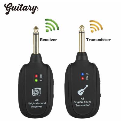 China Wireless guitar transmitter Upgrade UHF Built-in Rechargeable Lithium Battery Transmitter Audio Receiver Wireless Guitar System for Electric Guitar Bass for sale