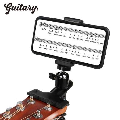 China Music Enlightenment Acoustic Guitar Bass Head Phone Holder Mount Live Broadcast Bracket Clip for iPhone Samsung Smart Phones for sale