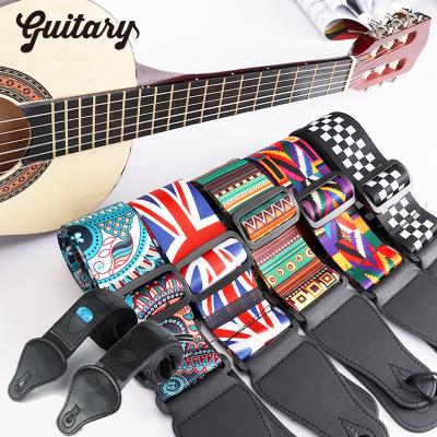 China Guitar strap sling bag Adjustable Colorful Printing Nylon Accessories Multi-Color Belts Bass Acoustic Electric Guitar Straps for sale