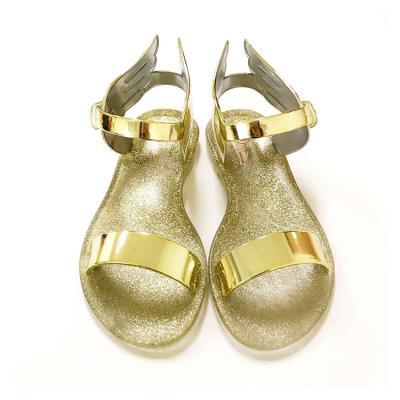 China ARCH BACK High Quality Gold Silver Color Shiny Thick PU Kids Girls Buckle Straps Sandals for sale