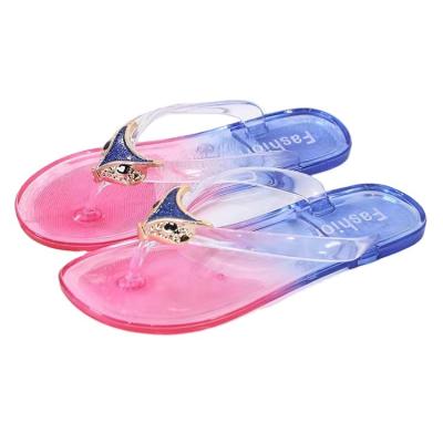 China New Fashion Jelly Slippers Women Shoes Summer Anti-skid Arch Faux Stone Flip Flops for sale