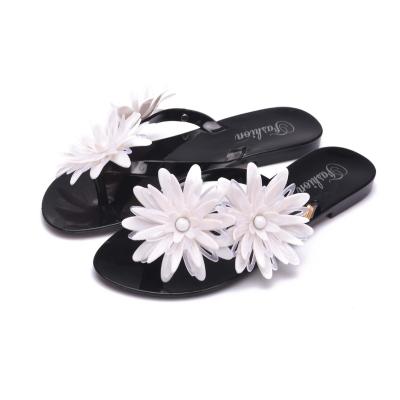 China Quick-drying Jelly Slippers Women New Fashion Shoes Summer Flowers Clear Jelly Sandal Flip Flops Slides Slippers Shoes for sale