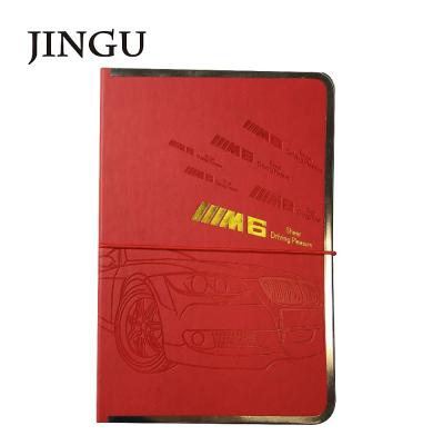 China Hardcover Metal Edged Thermo PU Notebook With Horizon Rubber Band Round Notebook for sale