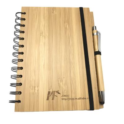 China Custom Eco-Friendly Spiral Recycled Cover Recycled Bamboo Notebook Notebook With Pen Gift Set For Promotional for sale