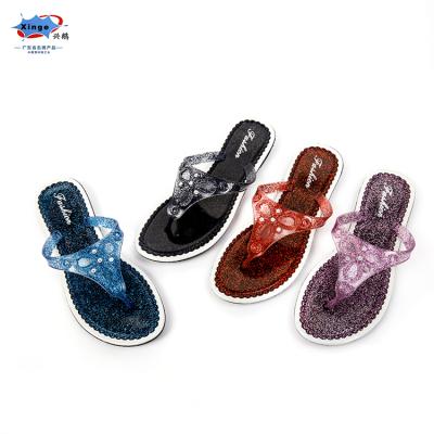 China Feminine Girls PVC Material Anti-Slippery Beach Flip Flops Outdoor Slippers Sweat-absorbent for sale