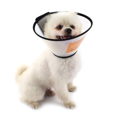 China Cute Dog Stocked Cat Elizabethan Collar For Pet Side Anti Bite PVC Recovery Medical Pet Adjustable Soft Cone Protector for sale