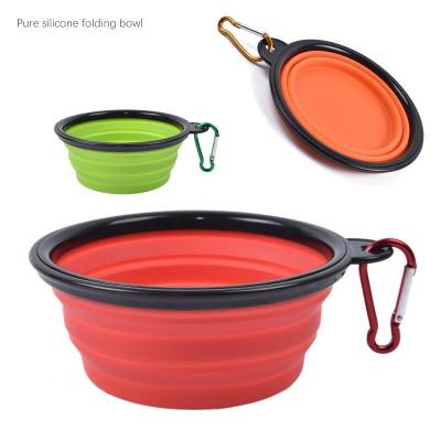 China Sustainable Travel Portable Pet Feeding Silicone Folding Slow Feeder Waterproof Collapsible Water Bowls Collapsible Dog Bowl for sale