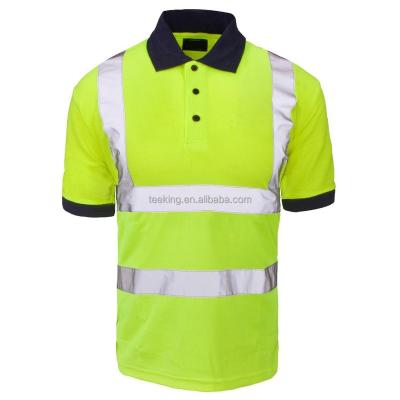 China Custom cheap price anti-pilling high visibility polo shirt, safety work wear polo shirt, reflective safety polo shirt for sale