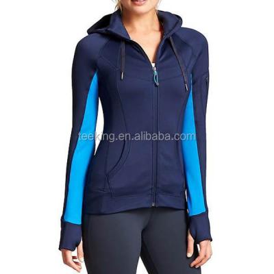 China Anti-pilling Polyester Spandex Zipper Up Wholesale Custom Women Sports Hoodie for sale