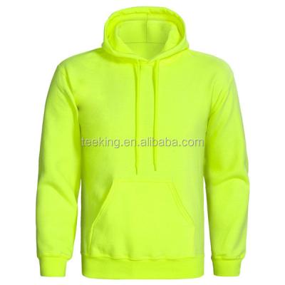 China Anti-pilling Custom Design Plain Fluorescent Green Mens Hoodies for sale