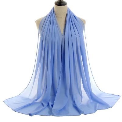 China Pearl Chiffon More Color New Simple Printed Chiffon Scarf Ladies Shawl Wrap Around Muslim Breast Women Chiffon Scarf for sale