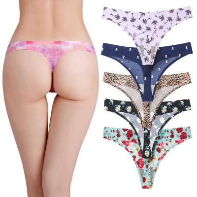 China Traceless Thong Ladies Antibacterial Comfortable Seamless Deodorant Underwear Invisible Low Waist Thong for sale