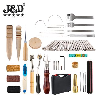 China DIY Craft Tool Kit 59pcs/set Leather Stamp Leather Punch Tools Leather Trim DIY Diamond Chisel Craft Sewing Tool for sale