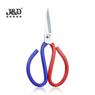 China Rustproof Alloy Steel Scissors Paper Cut Cloth Cutting Industry Scissors Household Leather Clothing Scissors with Red and Blue Handles for sale