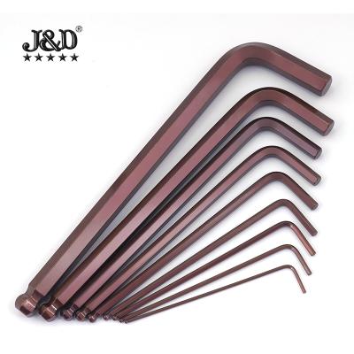 China Key Wrench L Type S2 Alloy Steel Allen Wrench Hexagon Color Extra Hard Bronze Ball Screwdriver Hardware Repair Tools for sale