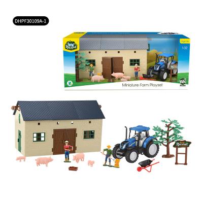 China Kids Large Harvest Farm Educational Animal Barn with NewHolland Tractor and Accessories Play Farm Set Toy for Kids for sale