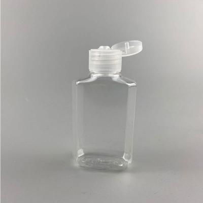 China 2oz Antibacterial Alcohol Gel Hand Sanitizer Bottle Eco-friendly 60ml Transparent Pet Plastic Flip Top Bottle for sale