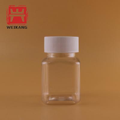 China Factory Direct Medicine BPA Grade Square PE Manufacturing In Stock PET Clear Medical Plastic Pill Bottle for sale