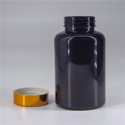 China PET 250ml 300ml 500ml Empty Medicine PE Plastic Purple Black Blue Supplement Bottle for sale