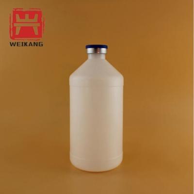 China Medicine Factory Supply Plastic Vaccine Bottle With Metal Cap Rubber Stopper 500ML 1000ml for sale