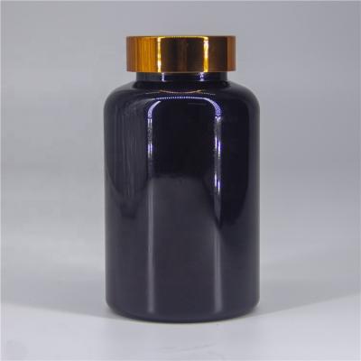 China Wholesale 300cc Medicine PET Supplement Bottle With Gold Aluminum Cap for sale