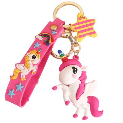 China Trend New Arrival Color Anime Cartoon Car Bag Decorations Key Chain Silicone Unicorn Keychain Gifts For Lover for sale