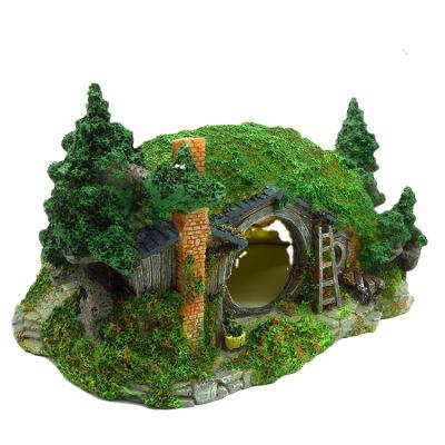 China Viable Aquarium Simulation Mountain Landscape Castle Fish Shelter Habitat Crab Reptile Box Hobbit House for sale