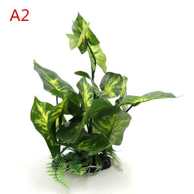 China Green Plastic Eco-friendly Realistic Plant Mini Greenhouse Decorative Ornament Ornament For Reptiles Amphibians for sale