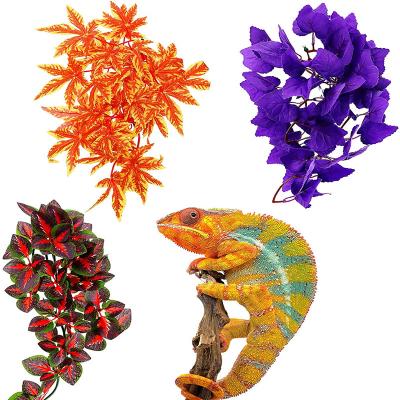 China Art Decor 3 Pieces 12 Inch Mini Artificial Hanging Silk Greenhouse Reptile Plants Hanging Vines with Suction Cup for Bearded Lizards Drag for sale